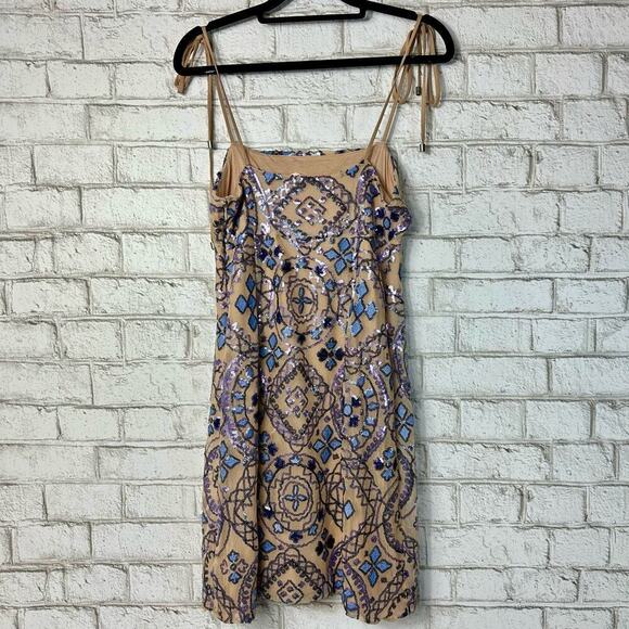 Free People Dress Show Mini Sequin Party Bodycon Lilac Blue Navy Nude 8 - Picture 3 of 8
